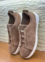 ZEGNA Triple Stitch sneakers "Beige Suede with White Sole" - Image 3