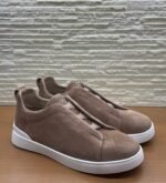 ZEGNA Triple Stitch sneakers "Beige Suede with White Sole" - Image 2