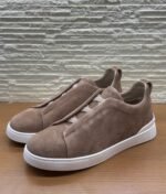 ZEGNA Triple Stitch sneakers "Beige Suede with White Sole"