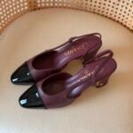Channel slingback "Dark burgundy & Black" pumps