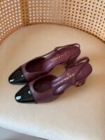 Channel slingback "Dark burgundy & Black" pumps