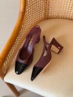 Channel slingback "Dark burgundy & Black" pumps - Image 2