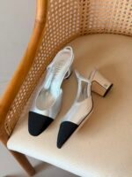 Chanel Silver And Black Fabric Cap Toe Slingback sandal - Image 2