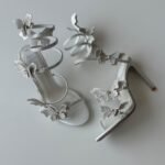 Rene Caovilla ivory butterfly sandals "signature crystal-embellished serpent ankle strap"