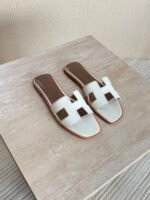 Hermés Oran Sandal "White/Tan/Light Brown" - Image 2
