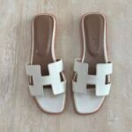 Hermés Oran Sandal "White/Tan/Light Brown"
