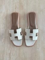 Hermés Oran Sandal "White/Tan/Light Brown"
