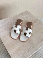 Hermés Oran Sandal "White/Tan/Light Brown" - Image 3