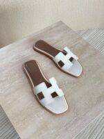 Hermés Oran Sandal "White/Tan/Light Brown" - Image 4