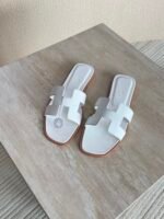 Hermés Oran Sandal "White/Brown border" - Image 2
