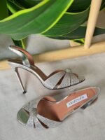Aquazzura Itilian Flirt 75 sandal Silver" - Image 3