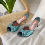 Aquazzura Ce Soir 75 Mules "LightTeal/BabyBlue"