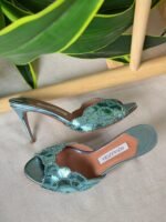 Aquazzura Ce Soir 75 Mules "LightTeal/BabyBlue" - Image 3