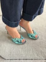 Aquazzura Ce Soir 75 Mules "LightTeal/BabyBlue" - Image 2