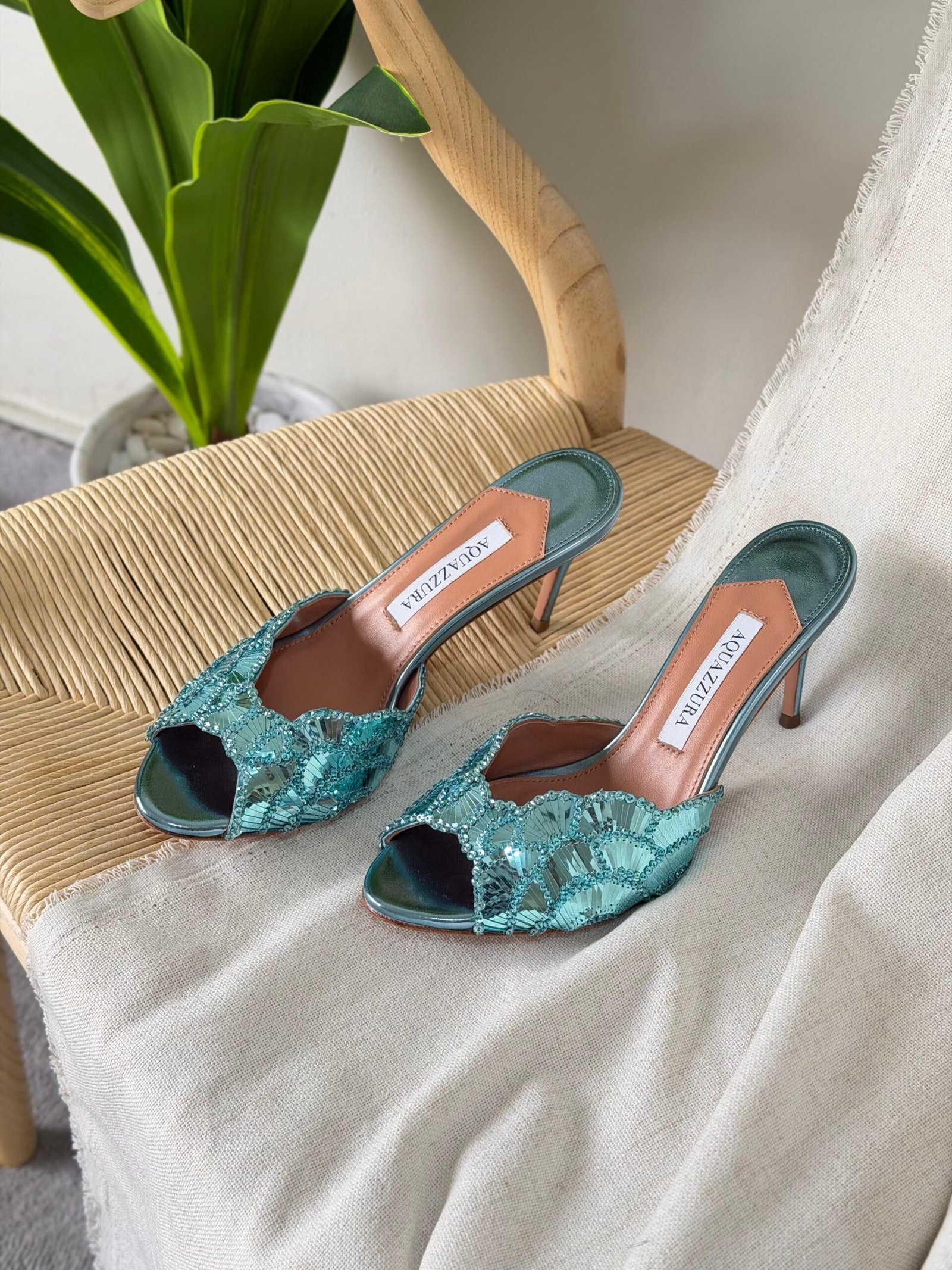WhatsApp Image 2026-07-06 at 02.29.19 Aquazzura Ce Soir 75 Mules "LightTeal/BabyBlue" - Image 1