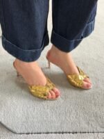 Aquazzura Ce Soir 75 Mules "Gold" - Image 2