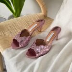 Aquazzura Ce Soir 75 Mules "Pink"