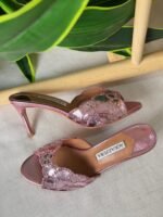Aquazzura Ce Soir 75 Mules "Pink" - Image 3