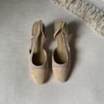 Chanel Beige Cap Toe Suede Slingback sandal
