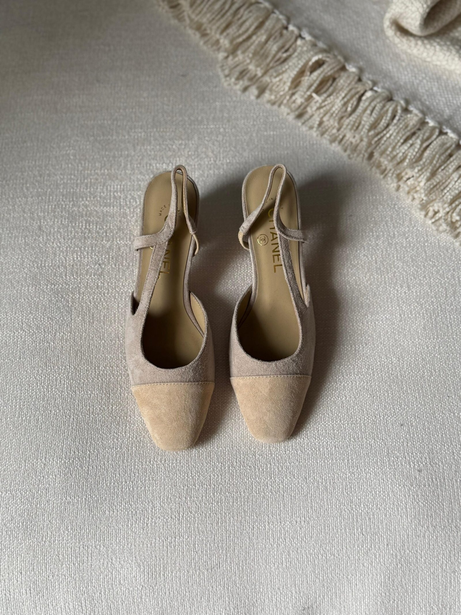 WhatsApp Image 2026-07-06 at 02.32.18 (1) Chanel Beige Cap Toe Suede Slingback sandal - Image 1