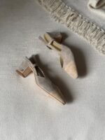 Chanel Beige Cap Toe Suede Slingback sandal - Image 2