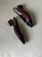 Chanel dark burgundy & black slingback flats - Image 2