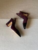 Chanel slingback Heels "Burgundy and Black combination" - Image 2