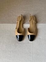 Chanel slingback shoes crafted "Beige with black patent toe cap"