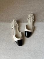 Chanel slingback shoes crafted "White with black patent toe cap" - Image 2