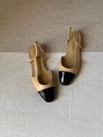 Chanel slingback shoes crafted "Beige with black patent toe cap" - Image 2