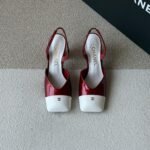 Chanel Slingback Block Heels "Beige lambskin & Black patent"