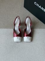 Chanel Slingback Block Heels "Red & White"