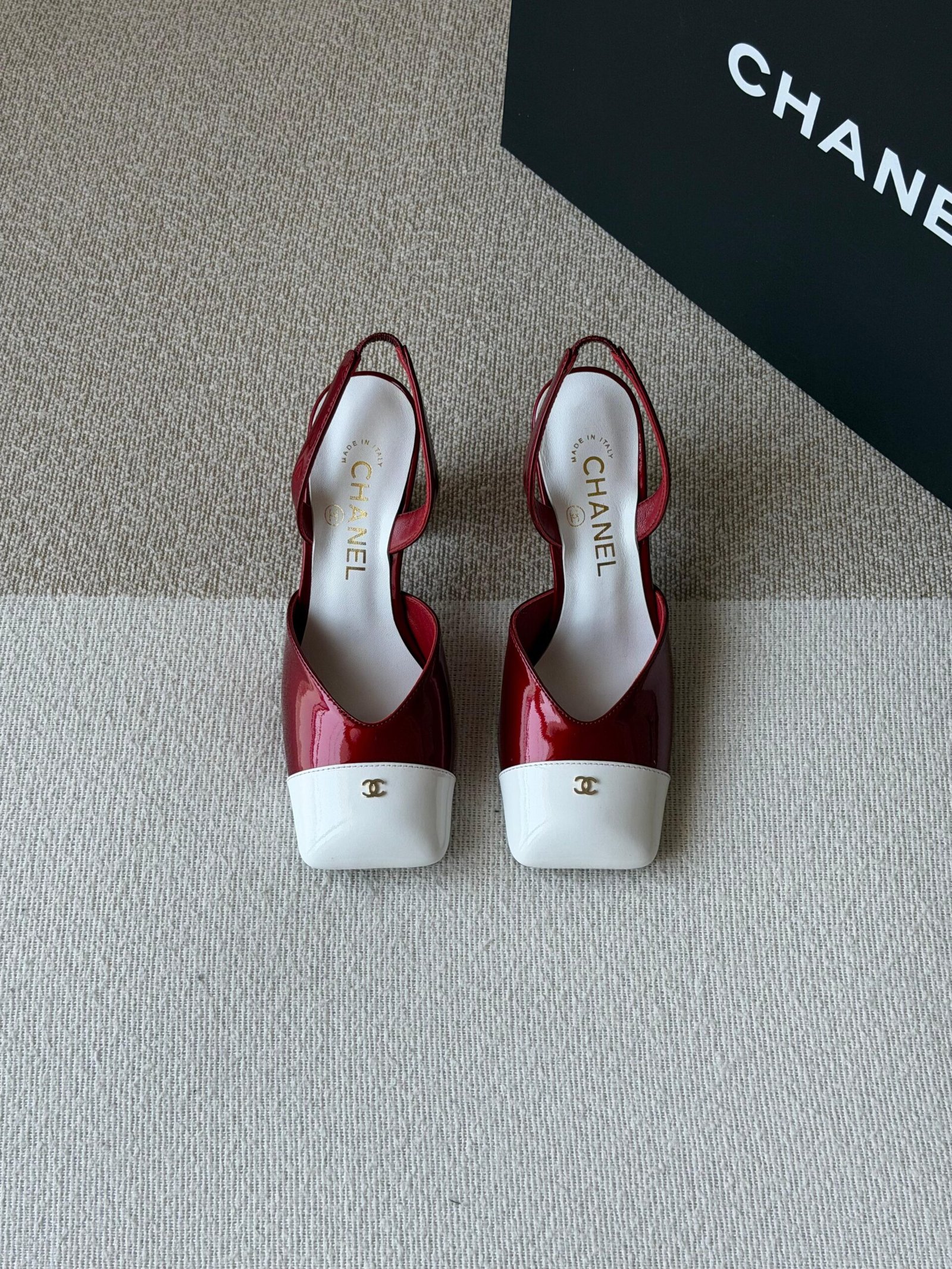 WhatsApp Image 2026-07-06 at 02.33.30 Chanel Slingback Block Heels "Red & White" - Image 1