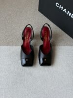 Chanel Slingback Block Heels "Black"