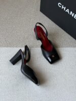 Chanel Slingback Block Heels "Black" - Image 2