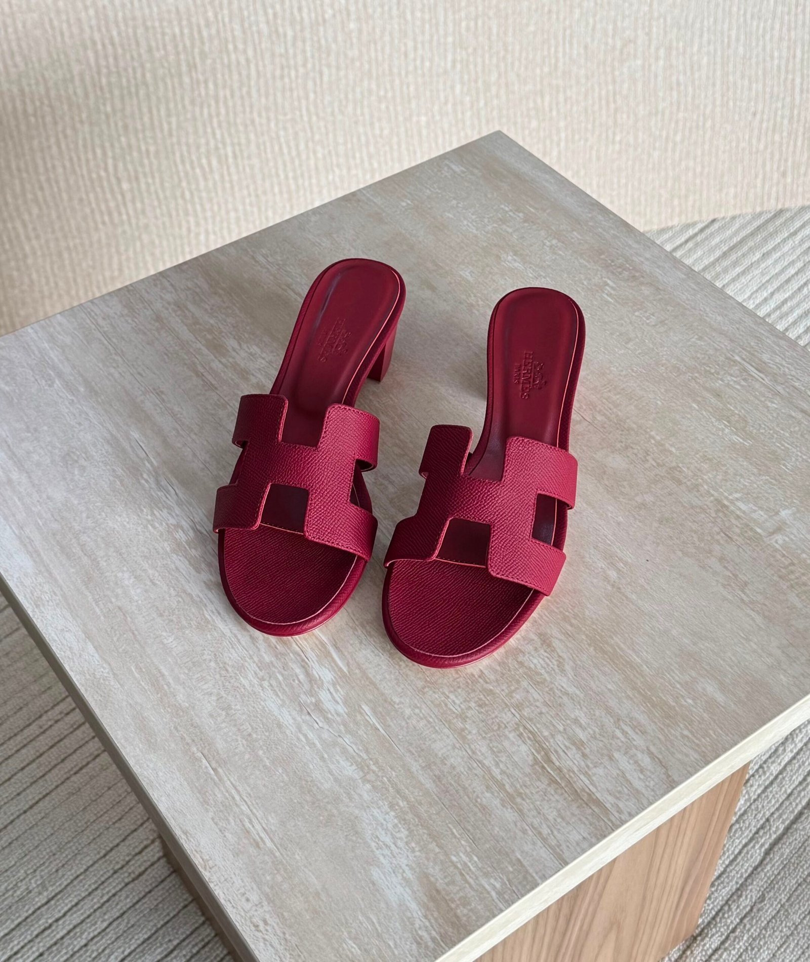 WhatsApp Image 2026-07-08 at 18.37.35 (1) Hermés Oran Heels "Burgundy" - Image 1