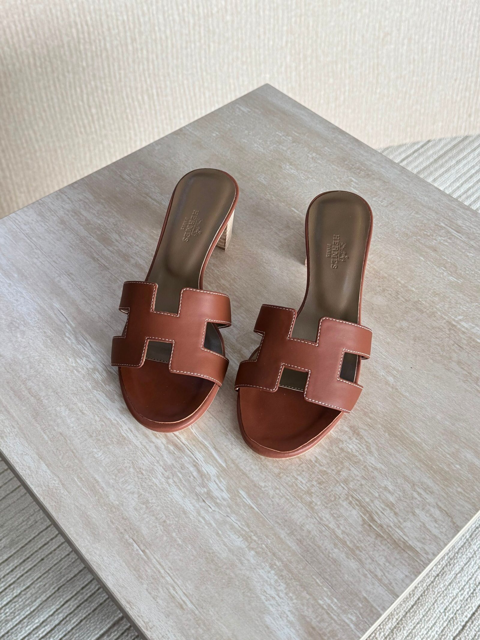 WhatsApp Image 2026-07-08 at 18.37.46 (3) Hermés Oran Heels "Classic Brown with Tan insole" - Image 1