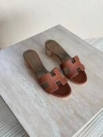Hermés Oran Heels "Classic Brown with Tan insole" - Image 2