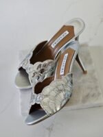 Aquazurra Ce Soir 75 mules "Silver Leather with Crystal Embellishments" - Image 3