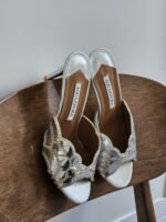 Aquazurra Ce Soir 75 mules "Silver Leather with Crystal Embellishments" - Image 2