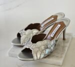 Aquazurra Ce Soir 75 mules "Silver Leather with Crystal Embellishments" - Image 4