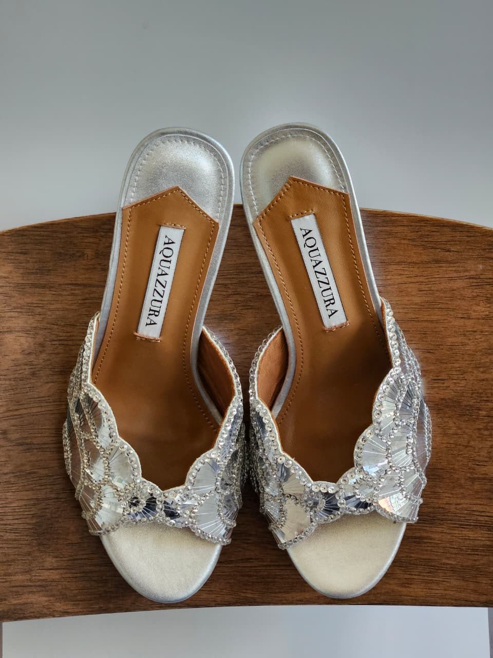 WhatsApp Image 2026-07-10 at 17.07.16 Aquazurra Ce Soir 75 mules "Silver Leather with Crystal Embellishments" - Image 1