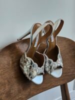 Aquazurra Ce Soir 75 sandals"Silver Leather with Crystal Embellishments" - Image 3
