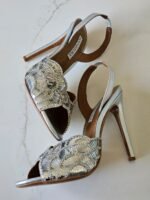 Aquazurra Ce Soir 75 sandals"Silver Leather with Crystal Embellishments" - Image 2
