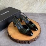 Channel Crocodile Embossed Slingback Heels