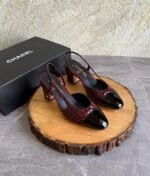 Channel Crocodile Embossed Slingback Heels - Image 3