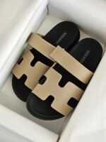 Hermès Chypre sandals "Dark Cream Leather Strap" - Image 2