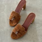 LORO PIANA Summer Charms Heel Sandal Suede Goatskin
