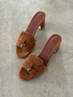 LORO PIANA Summer Charms Heel Sandal Suede Goatskin