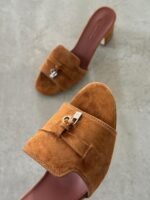 LORO PIANA Summer Charms Heel Sandal Suede Goatskin - Image 3